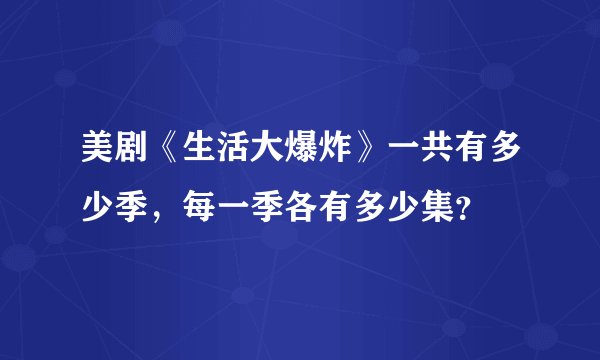 美剧《生活大爆炸》一共有多少季，每一季各有多少集？