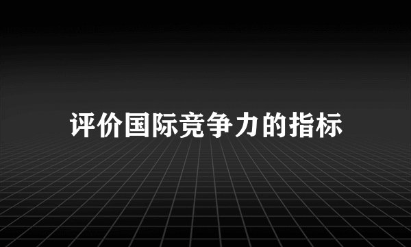 评价国际竞争力的指标