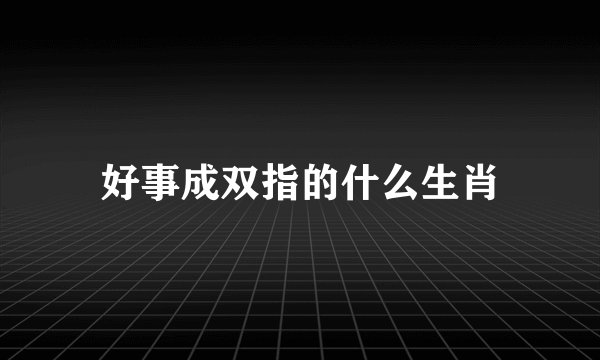 好事成双指的什么生肖