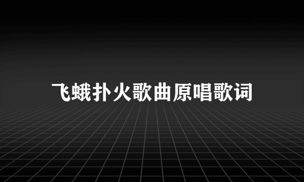 飞蛾扑火歌曲原唱歌词