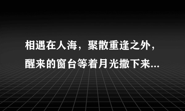 相遇在人海,聚散重逢之外,醒来的窗台等着月光撒下来。。。什么歌的歌词啊