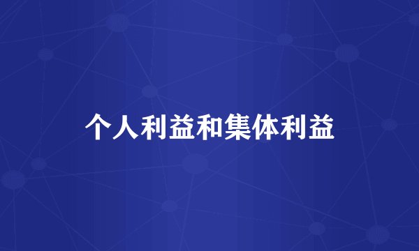 个人利益和集体利益