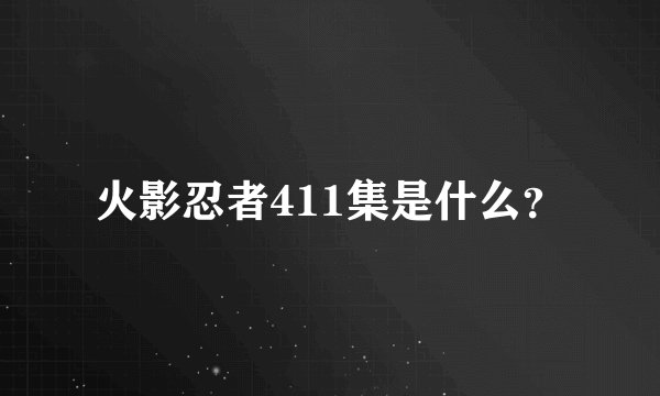 火影忍者411集是什么？