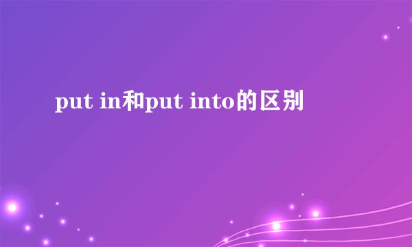 put in和put into的区别