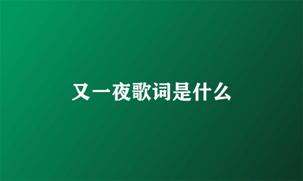 又一夜歌词是什么