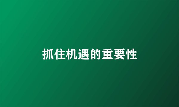 抓住机遇的重要性