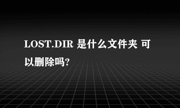 LOST.DIR 是什么文件夹 可以删除吗?