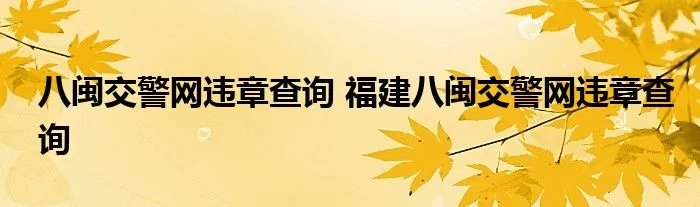 八闽交警网违章查询 福建八闽交警网违章查询
