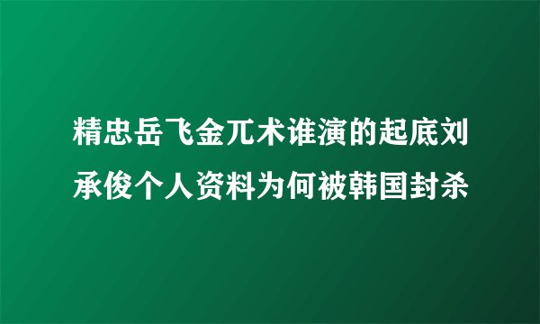 精忠岳飞金兀术谁演的起底刘承俊个人资料为何被韩国封杀
