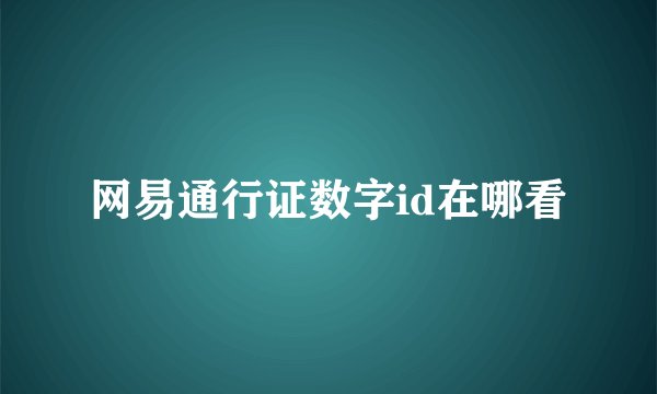 网易通行证数字id在哪看