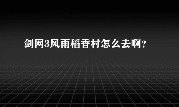 剑网3风雨稻香村怎么去啊？