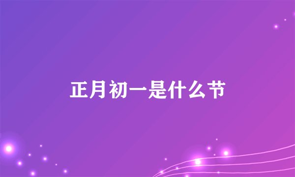 正月初一是什么节