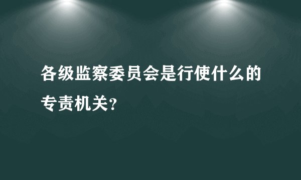 各级监察委员会是行使什么的专责机关？