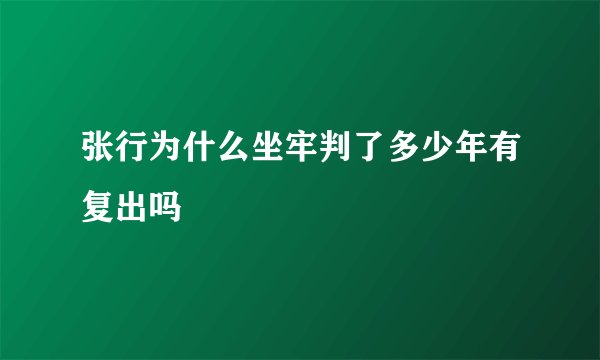 张行为什么坐牢判了多少年有复出吗