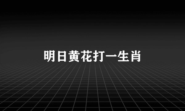 明日黄花打一生肖