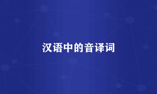 汉语中的音译词