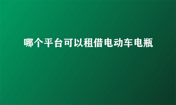 哪个平台可以租借电动车电瓶