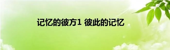 记忆的彼方1 彼此的记忆