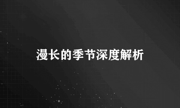 漫长的季节深度解析