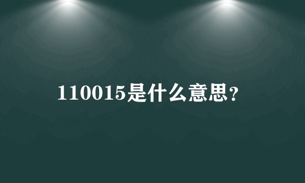 110015是什么意思？