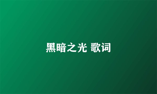 黑暗之光 歌词