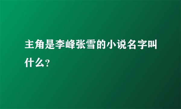 主角是李峰张雪的小说名字叫什么？