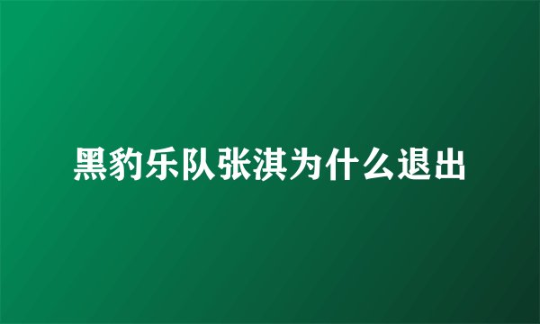 黑豹乐队张淇为什么退出