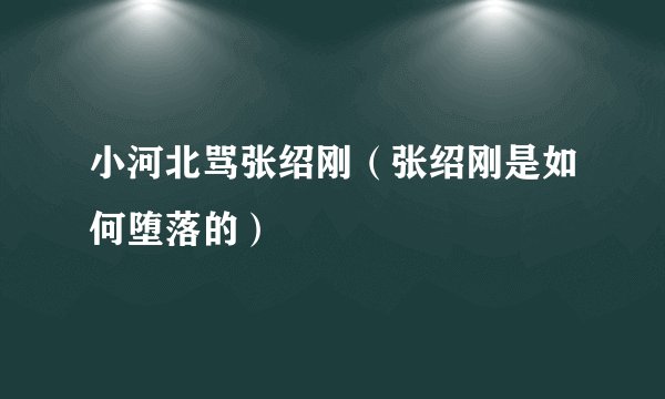 小河北骂张绍刚(张绍刚是如何堕落的)