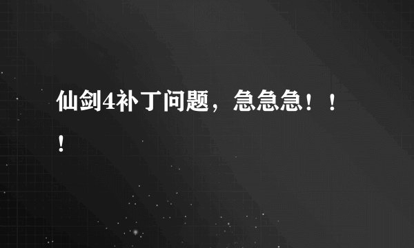 仙剑4补丁问题，急急急！！！