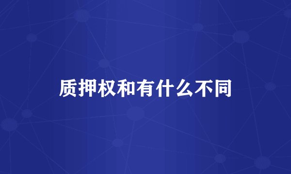 质押权和有什么不同
