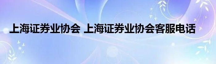 上海证券业协会 上海证券业协会客服电话
