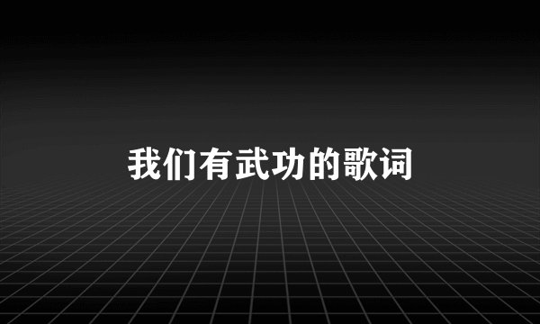 我们有武功的歌词