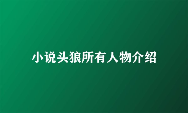 小说头狼所有人物介绍