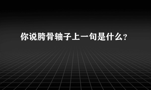 你说胯骨轴子上一句是什么?