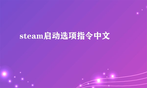 steam启动选项指令中文