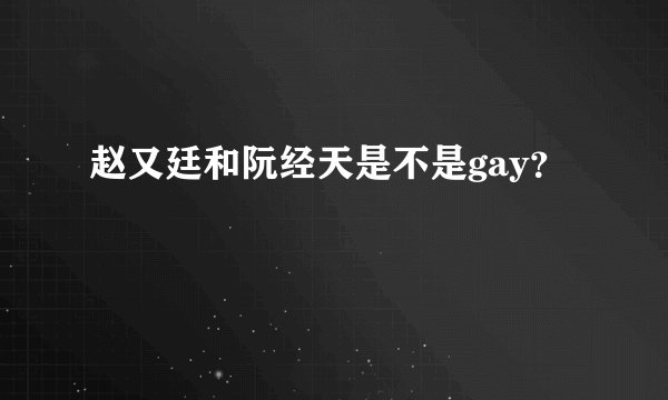 赵又廷和阮经天是不是gay？