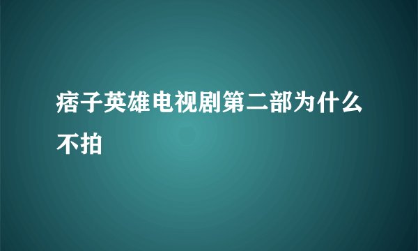 痞子英雄电视剧第二部为什么不拍
