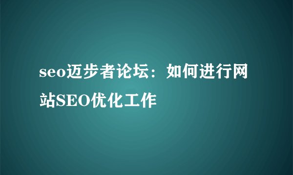 seo迈步者论坛：如何进行网站SEO优化工作