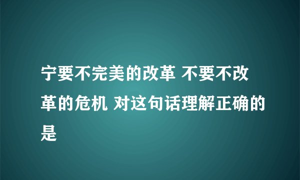 宁要不完美的改革 不要不改革的危机 对这句话理解正确的是