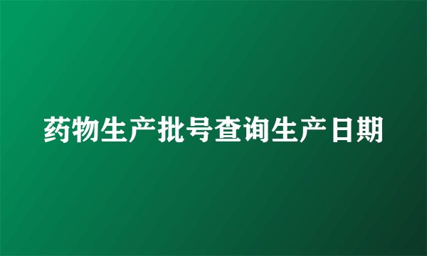 药物生产批号查询生产日期