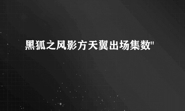 黑狐之风影方天翼出场集数