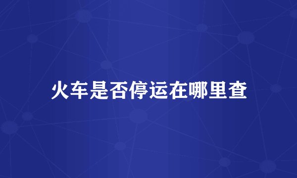 火车是否停运在哪里查