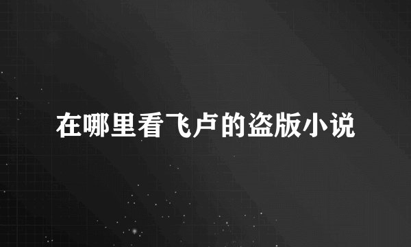 在哪里看飞卢的盗版小说