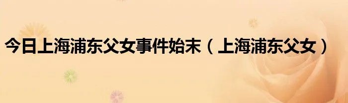 今日上海浦东父女事件始末（上海浦东父女）