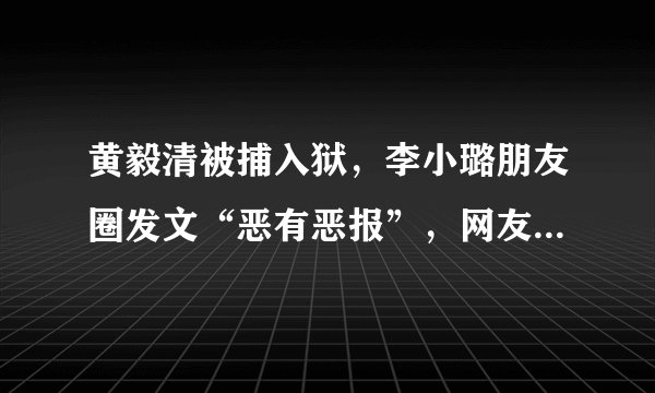 黄毅清被捕入狱，李小璐朋友圈发文“恶有恶报”，网友：半斤八两，你怎么看？