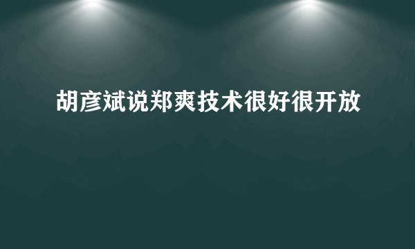 胡彦斌说郑爽技术很好很开放