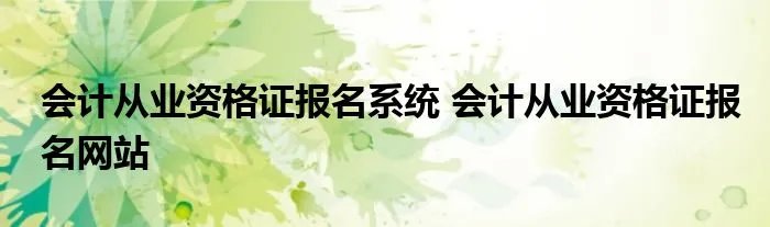 会计从业资格证报名系统 会计从业资格证报名网站