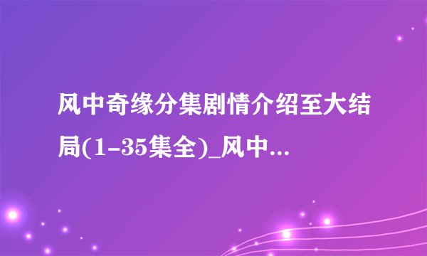 风中奇缘分集剧情介绍至大结局(1-35集全)_风中奇缘全集剧情介绍