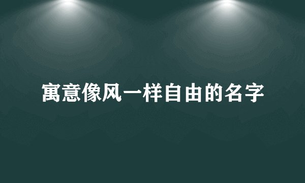 寓意像风一样自由的名字