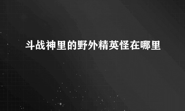 斗战神里的野外精英怪在哪里